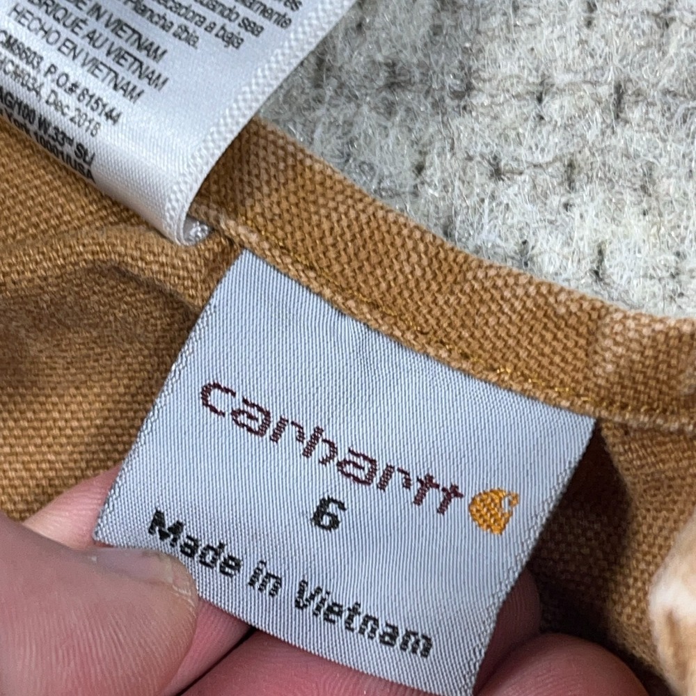 Carhartt Youth Bibs Overalls size 6 Brown Reinforced Double Knee Duck Canvas - Picture 3 of 14